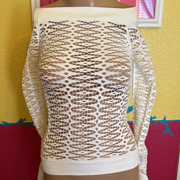 Off white off the shoulder overlay top szS - Picture 1 of 2